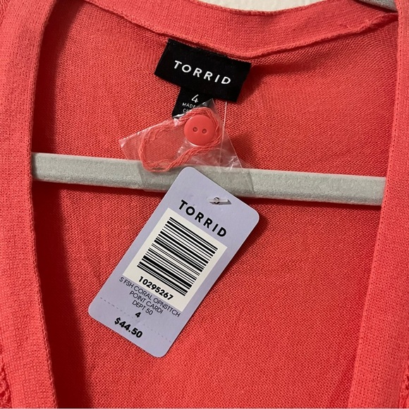 NWT Torrid Orange Open Knit Cardigan Size 4 lightweight fall transition lace - Picture 4 of 6